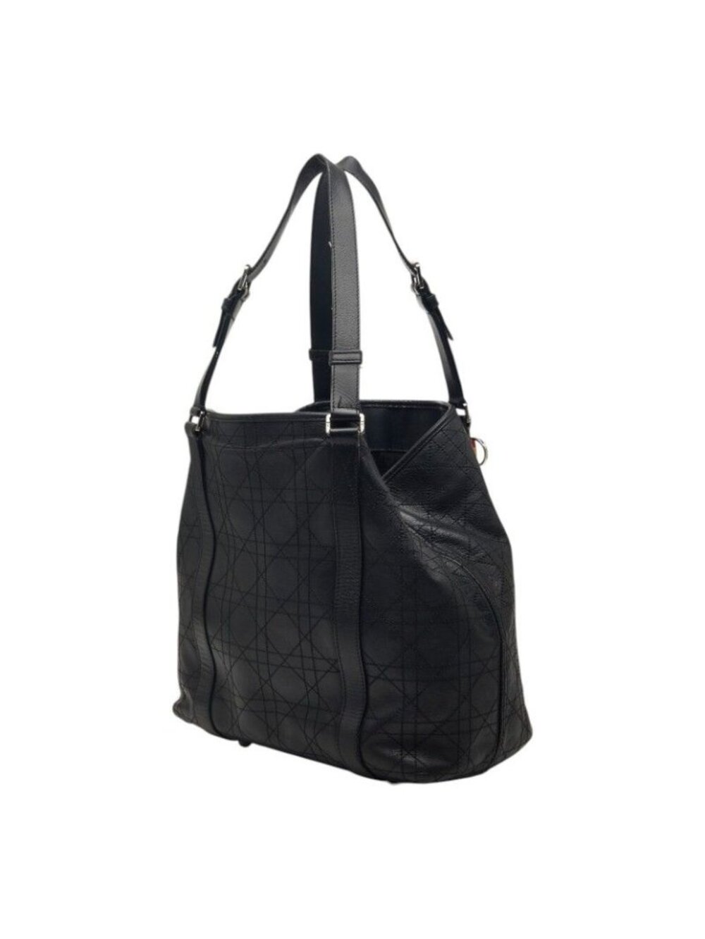 Dior Cannage Rasta Logo Charm Tote Black Leather - Picture 2 of 9